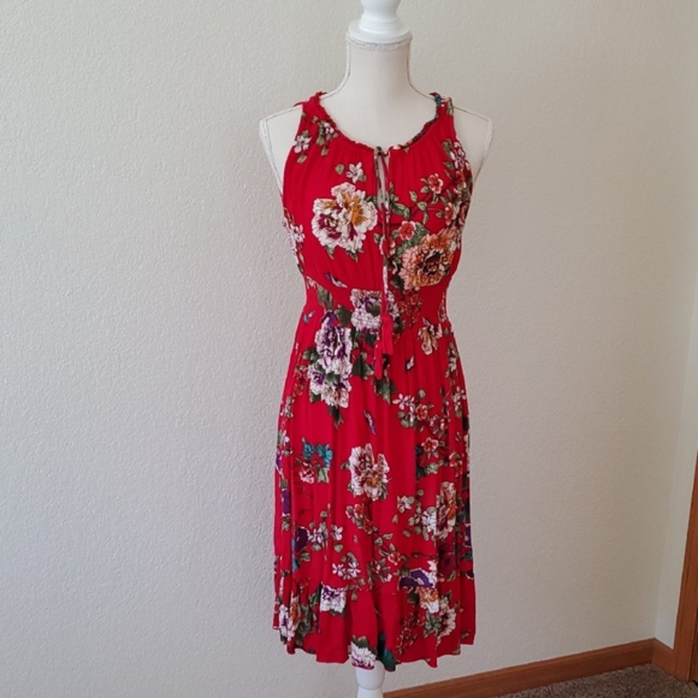 Floral Red Dress